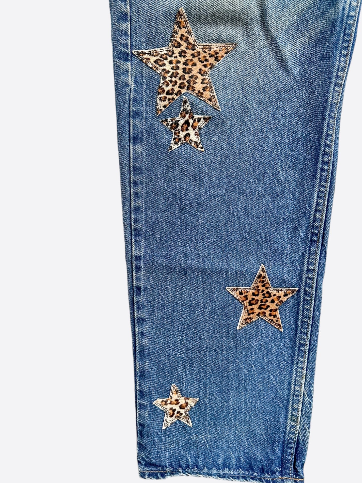 Chrome Hearts Levis Blue Cheetah Star Patch Jeans