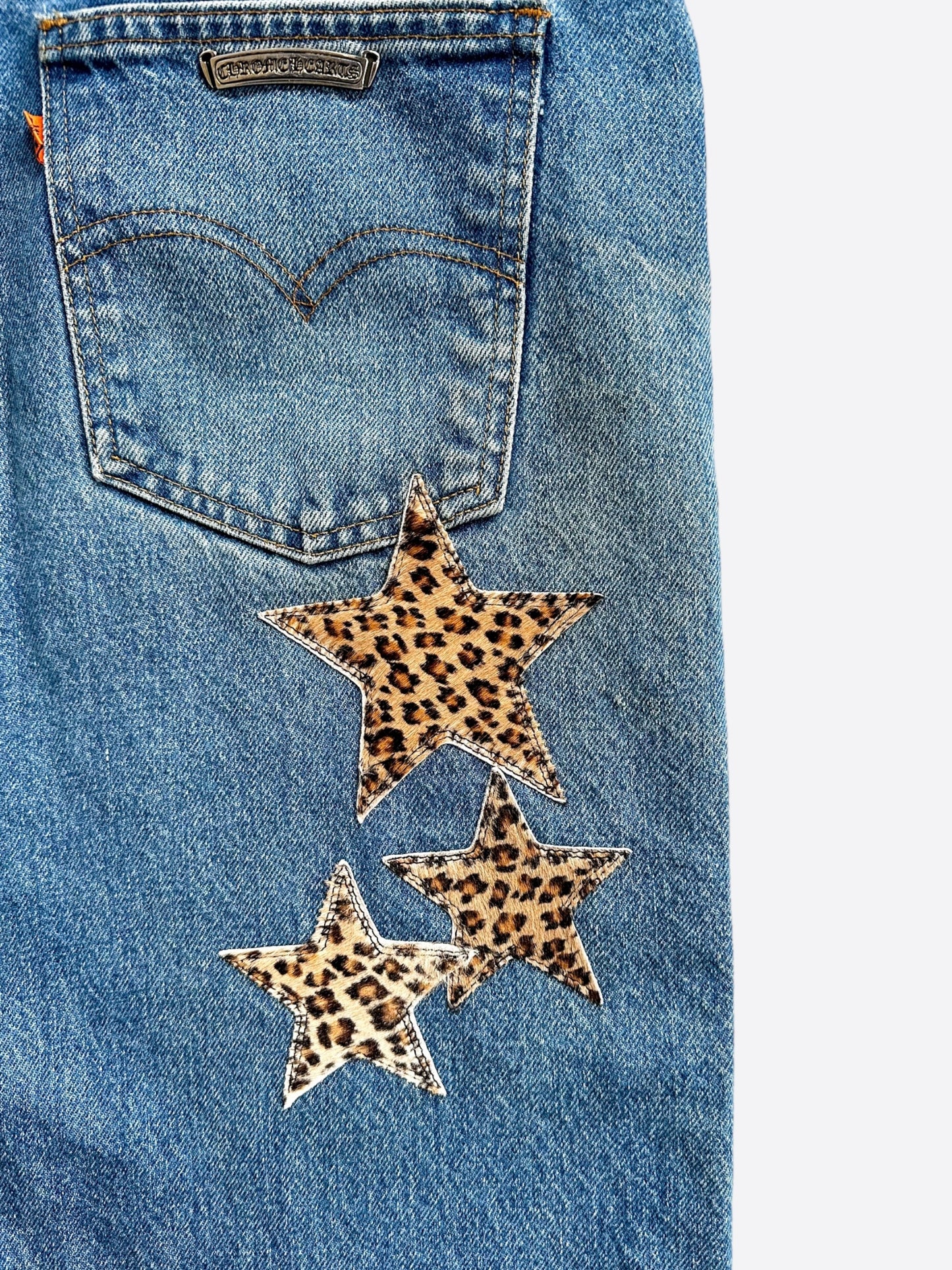 Chrome Hearts Levis Blue Cheetah Star Patch Jeans