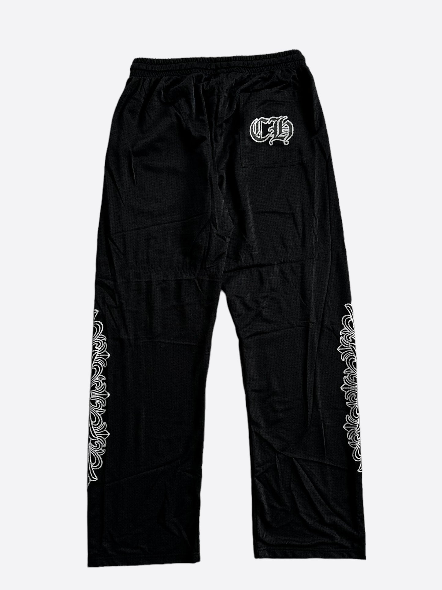 Chrome Hearts Black & White Floral Nylon Mesh Trackpants