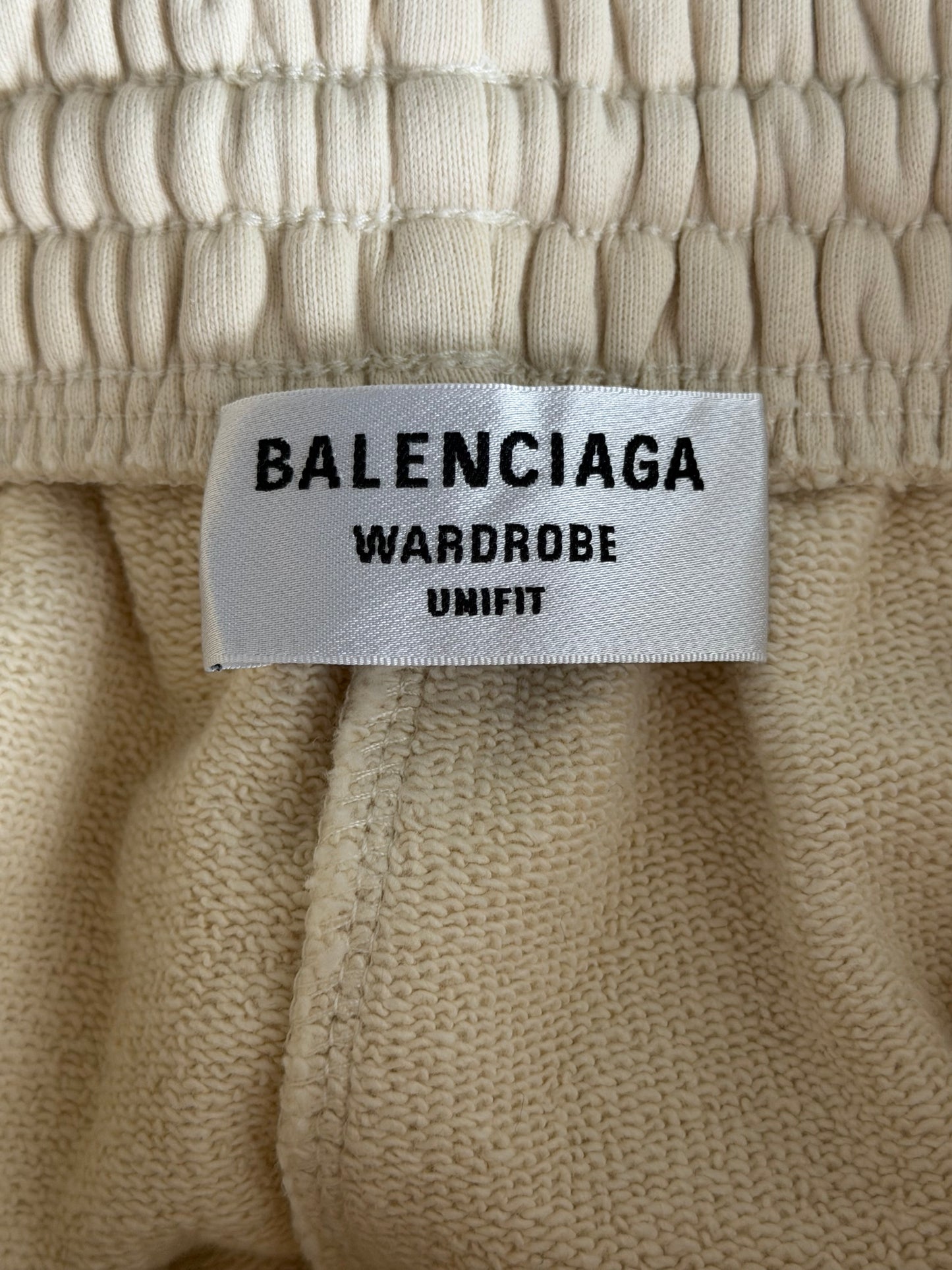 Balenciaga Beige & Black Campaign Embroidered Logo Shorts