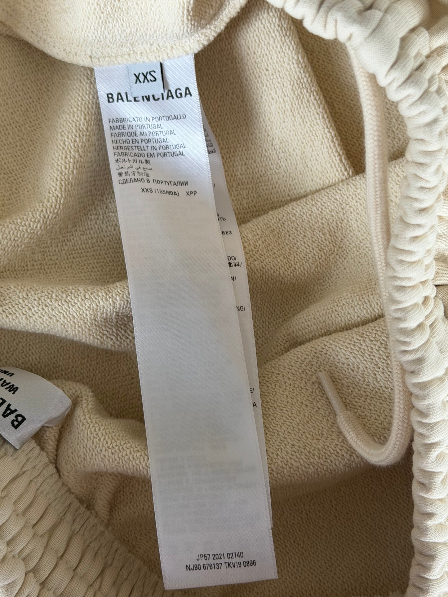 Balenciaga Beige & Black Campaign Embroidered Logo Shorts