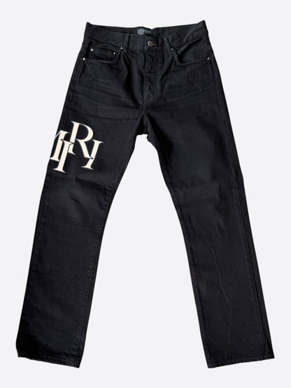 Amiri Black & White Staggered Logo Jeans