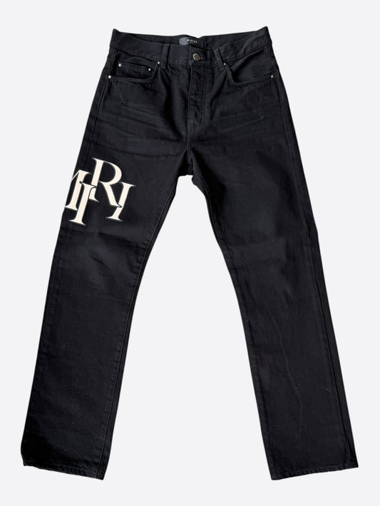 Amiri Black & White Staggered Logo Jeans
