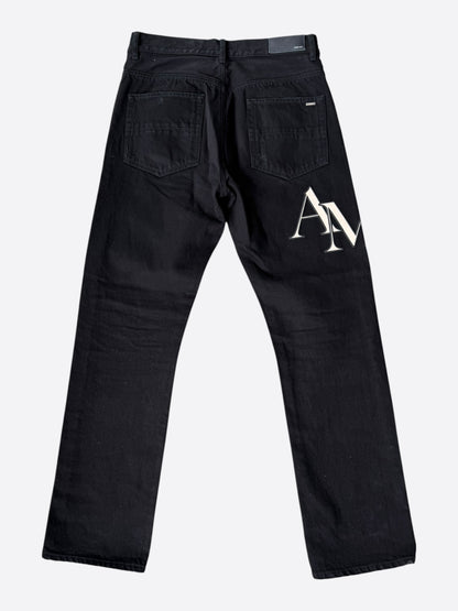 Amiri Black & White Staggered Logo Jeans