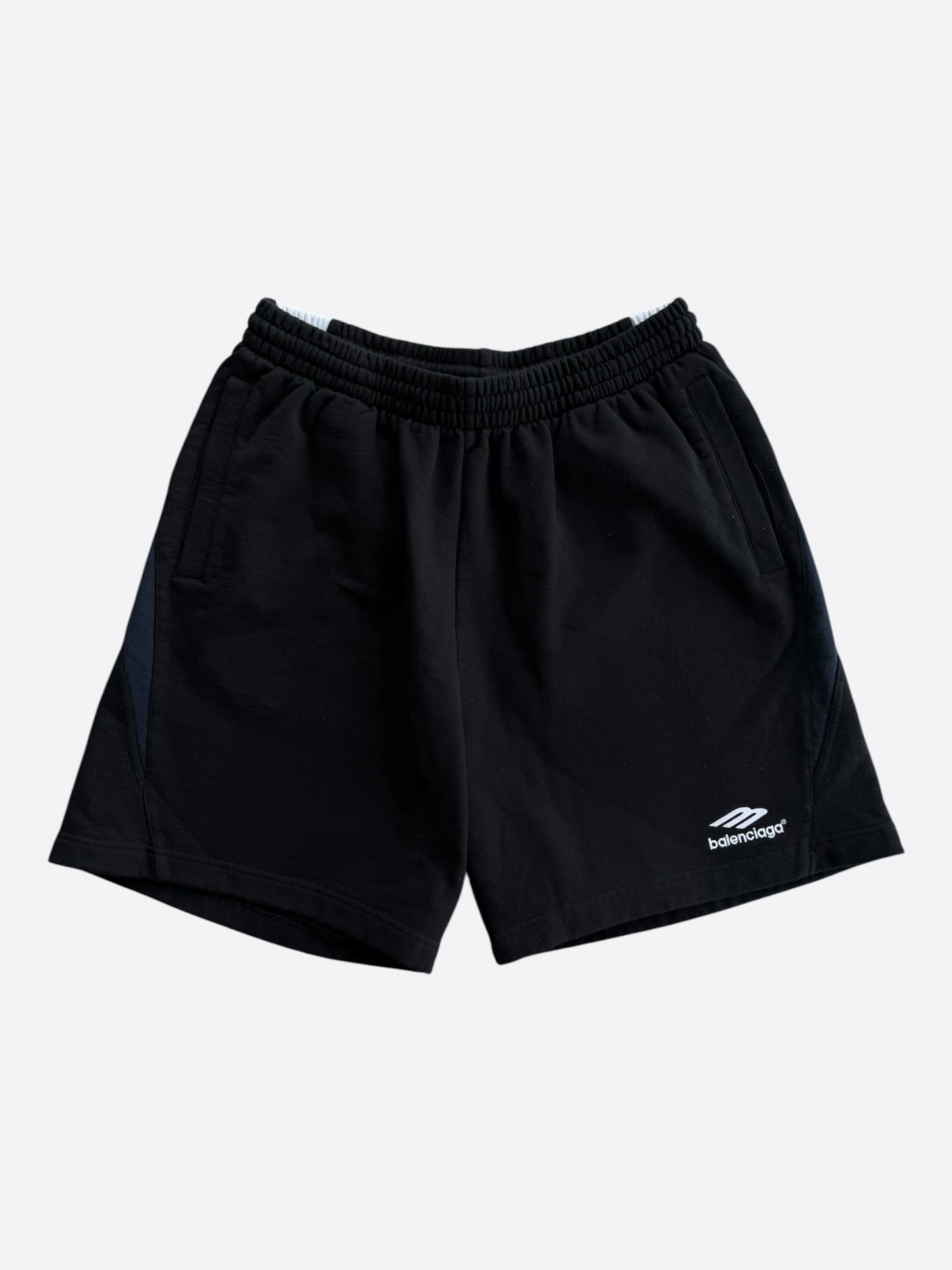 Balenciaga Black & White 3B Sports Logo Shorts