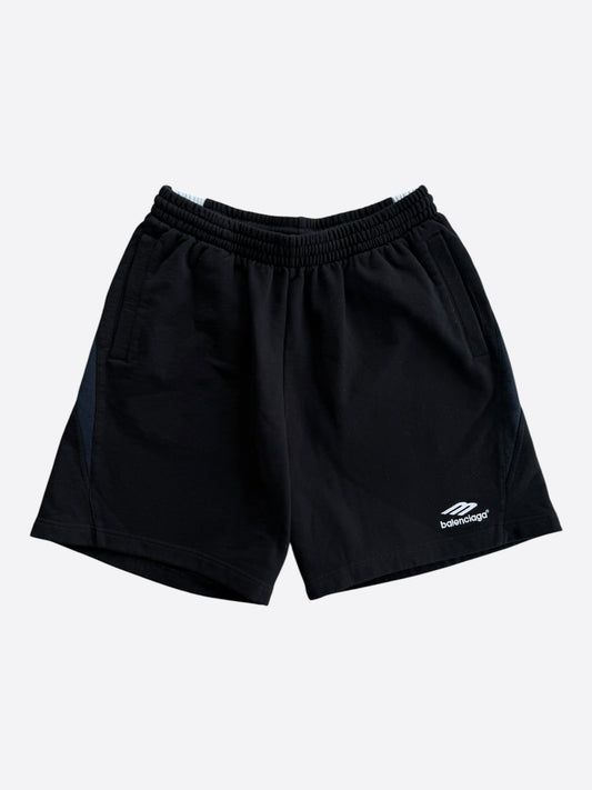 Balenciaga Black & White 3B Sports Logo Shorts
