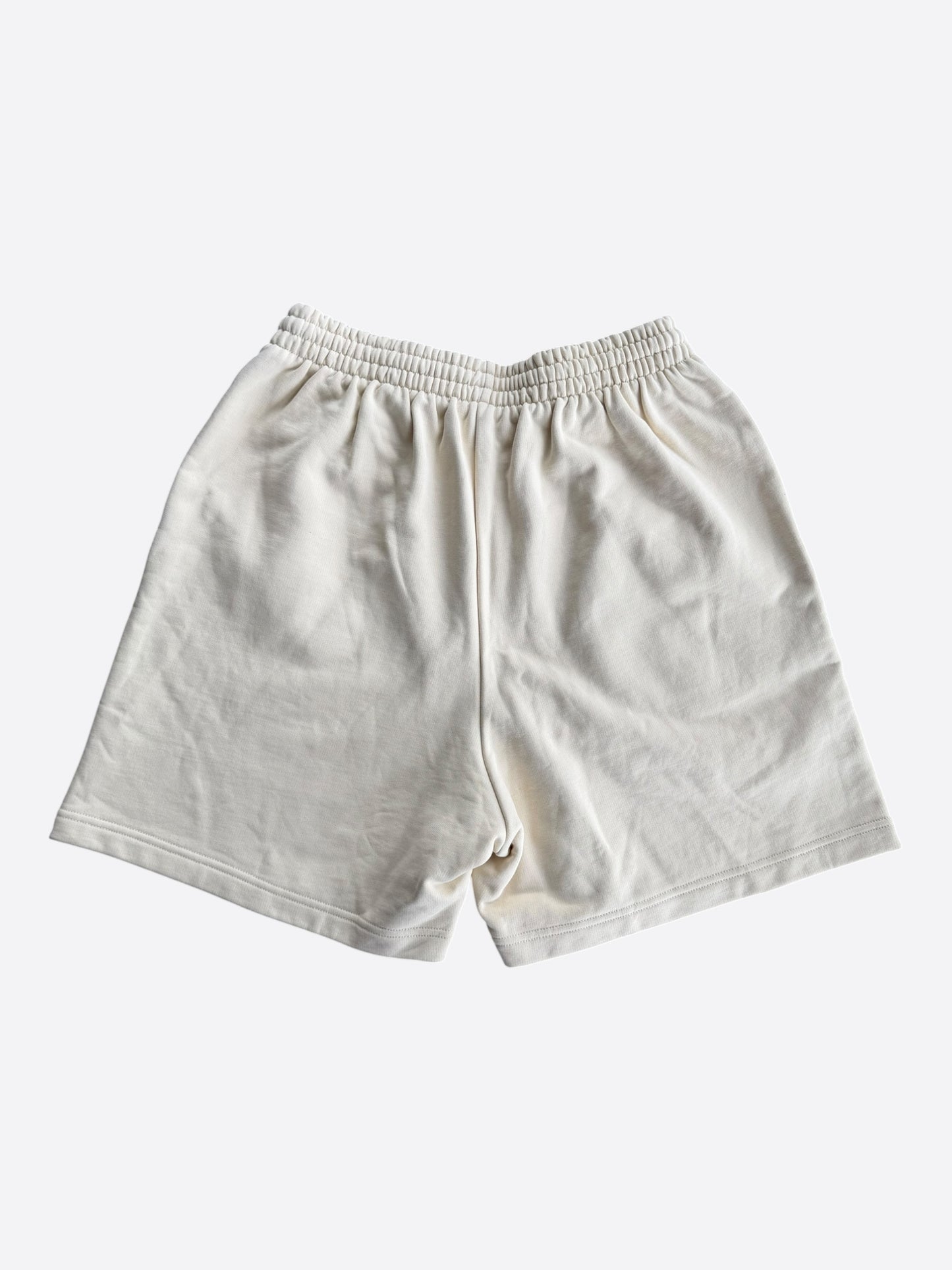 Balenciaga Beige & Black Campaign Embroidered Logo Shorts