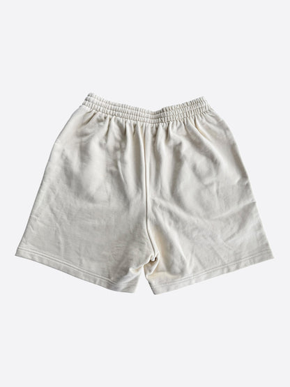Balenciaga Beige & Black Campaign Embroidered Logo Shorts
