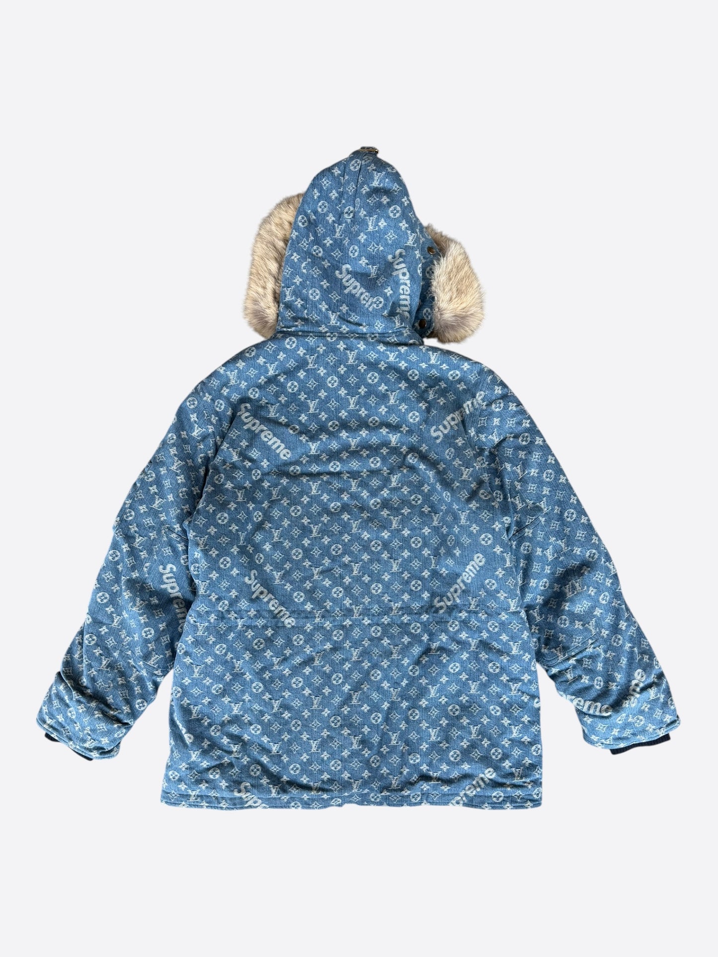 Louis Vuitton Supreme Blue Monogram Denim Parka
