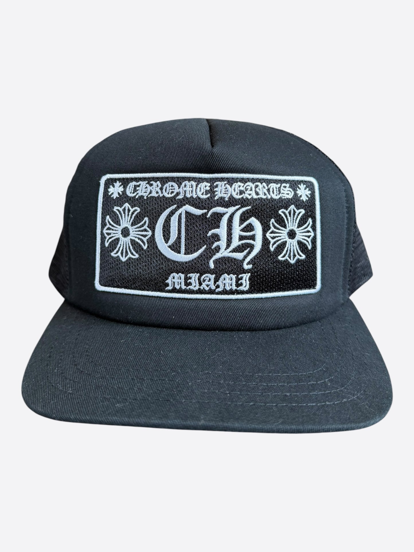 Chrome Hearts Black & White Miami Trucker Hat