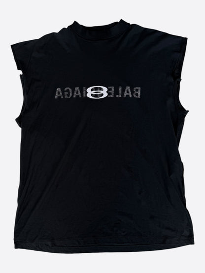 Balenciaga Faded Black & White Logo Sleeveless T-Shirt
