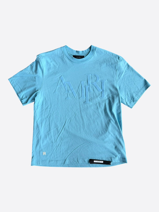 Amiri Blue Staggered Logo T-Shirt
