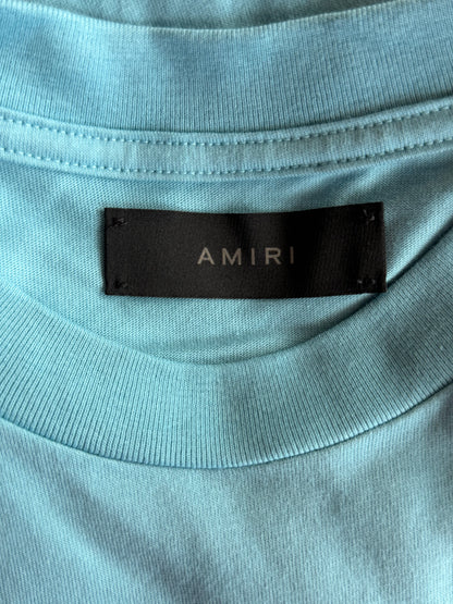 Amiri Blue Staggered Logo T-Shirt