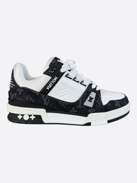Louis Vuitton Black & White Denim Monogram Trainers