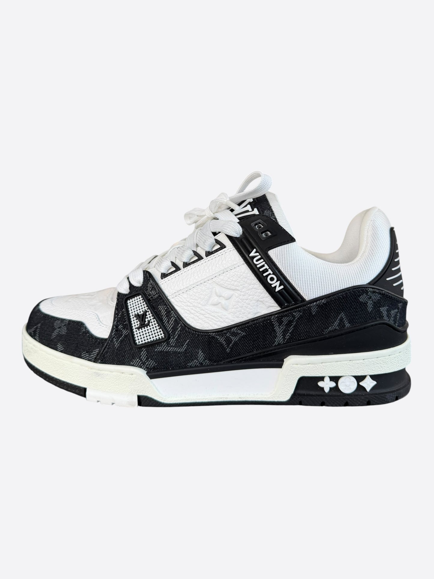 Louis Vuitton Black & White Denim Monogram Trainers