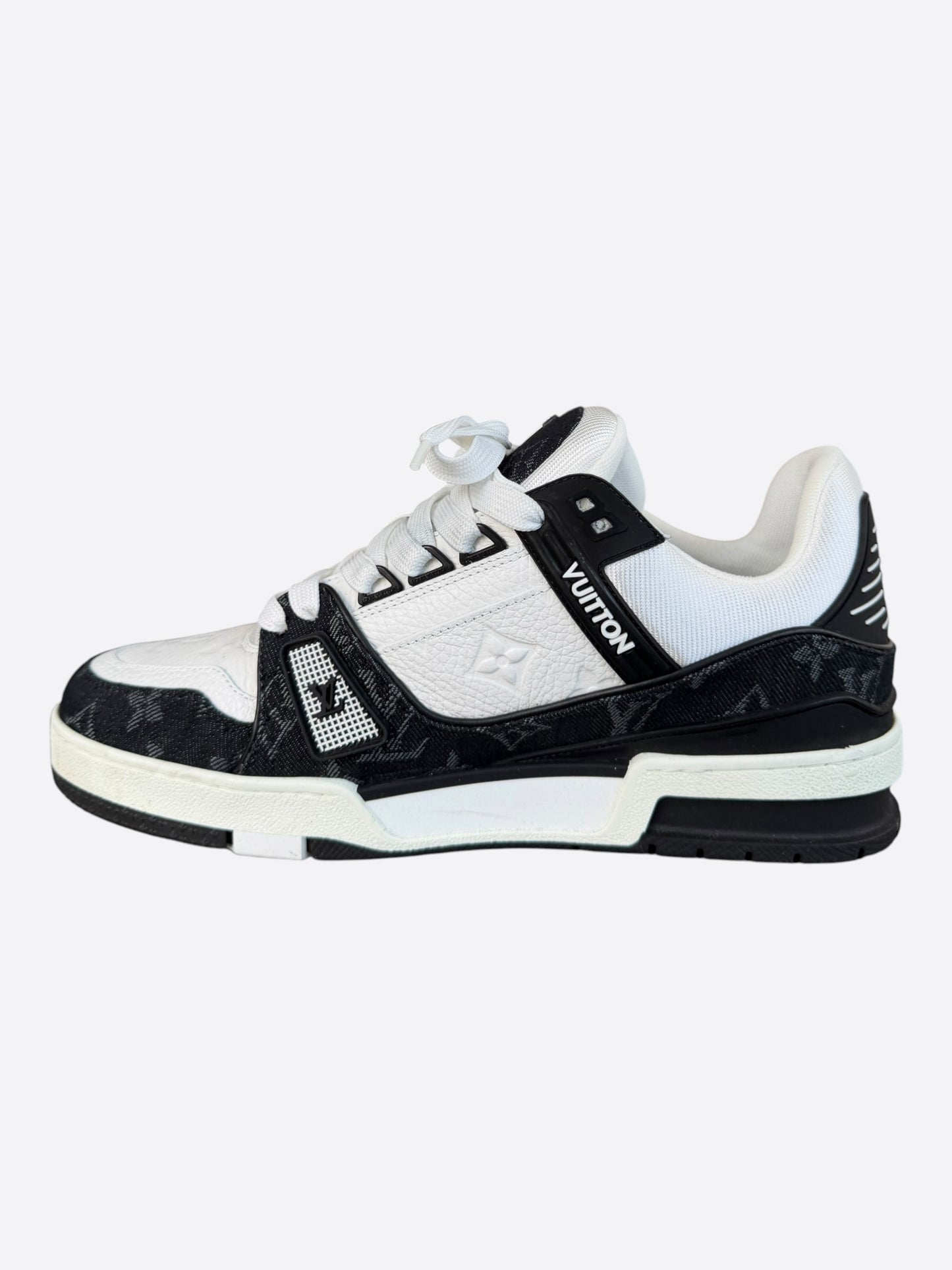 Louis Vuitton Black & White Denim Monogram Trainers