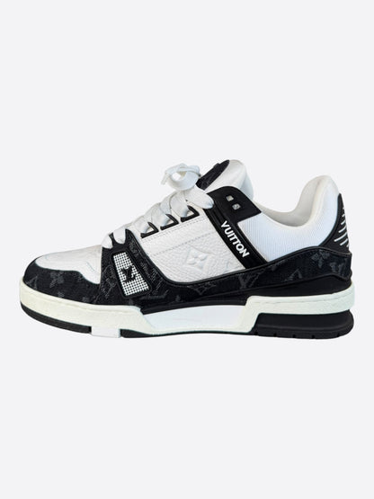 Louis Vuitton Black & White Denim Monogram Trainers