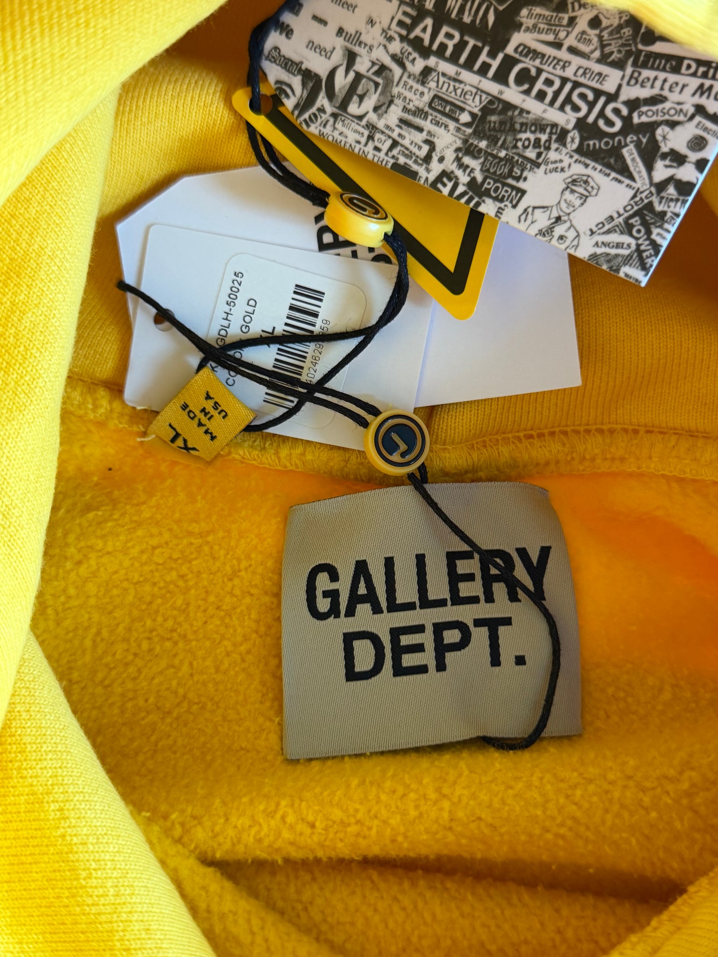 Gallery Dept Yellow & Black Logo Hoodie