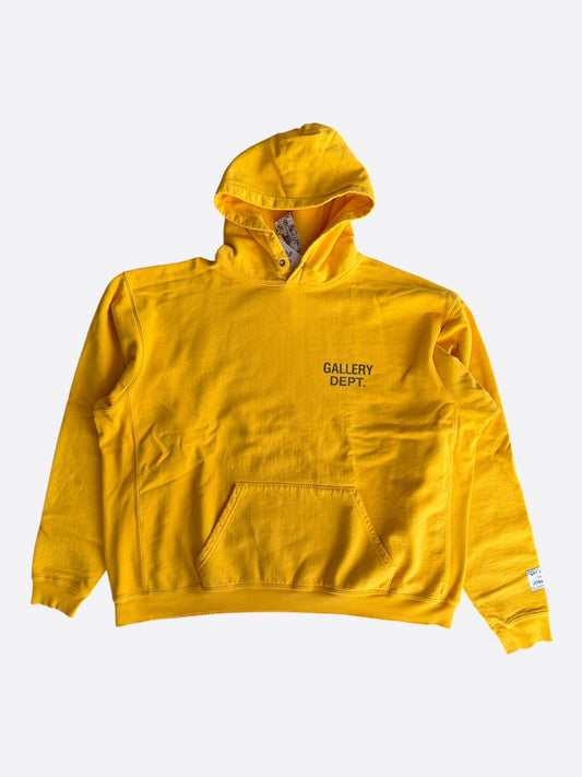 Gallery Dept Yellow & Black Logo Hoodie