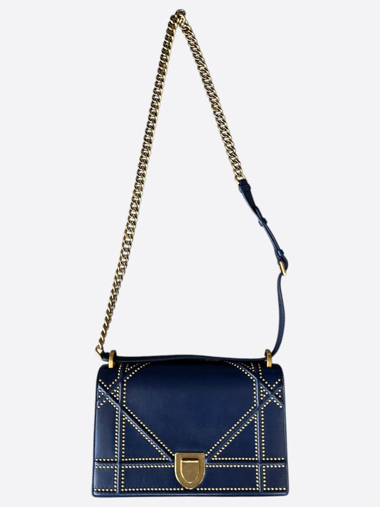 Dior Blue & Gold Leather Medium Bag