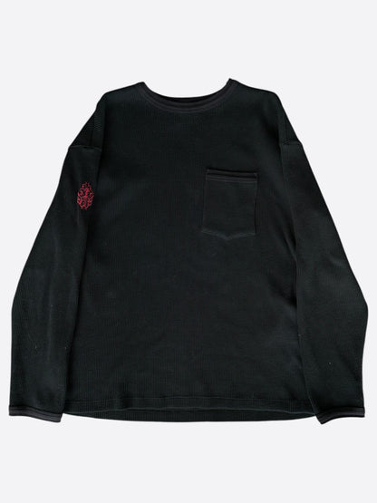 Chrome Hearts Black & Red Dagger Logo Thermal Longsleeve T-Shirt