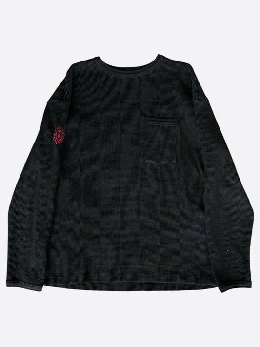 Chrome Hearts Black & Red Dagger Logo Thermal Longsleeve T-Shirt