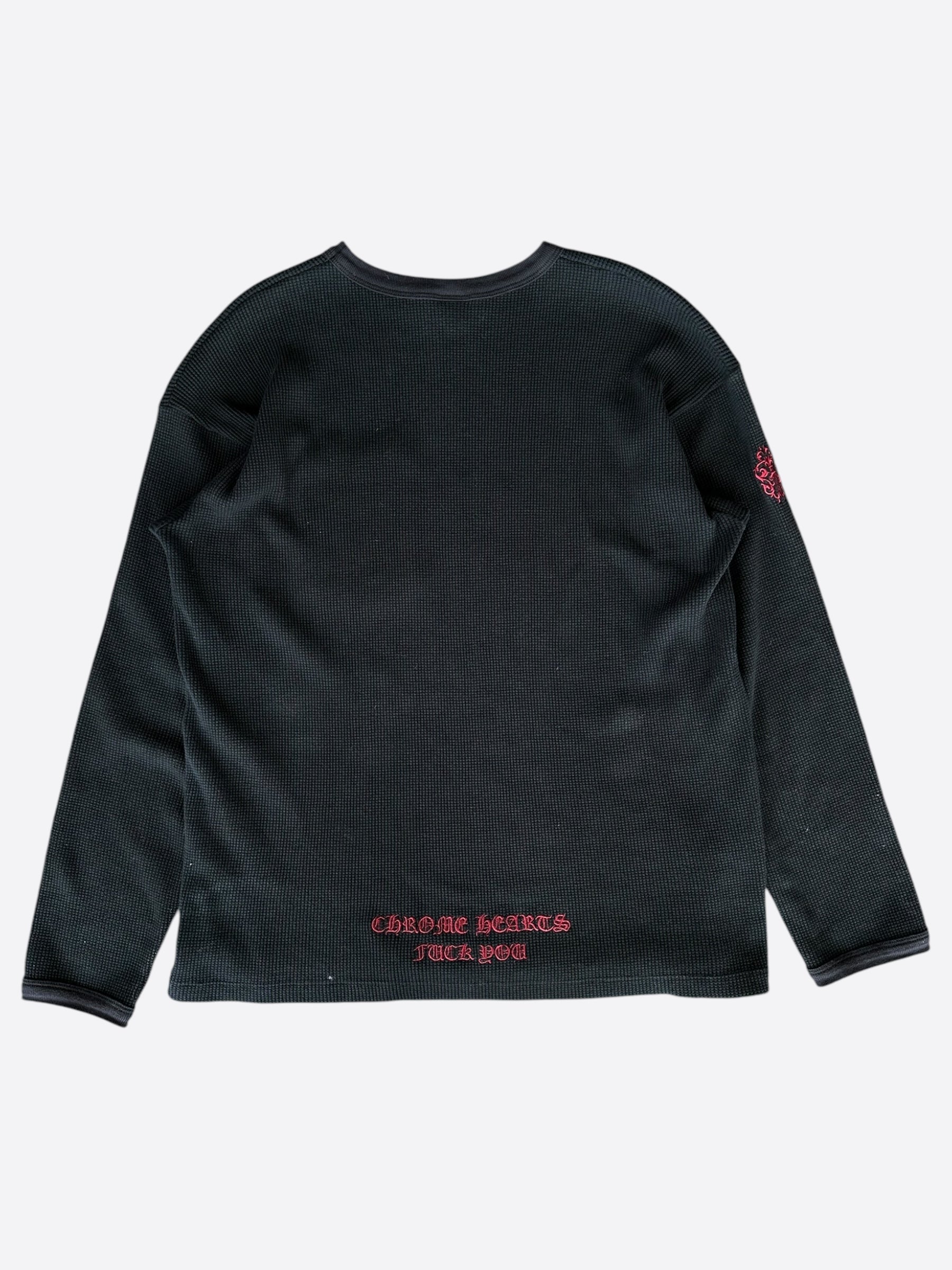 Chrome Hearts Black & Red Dagger Logo Thermal Longsleeve T