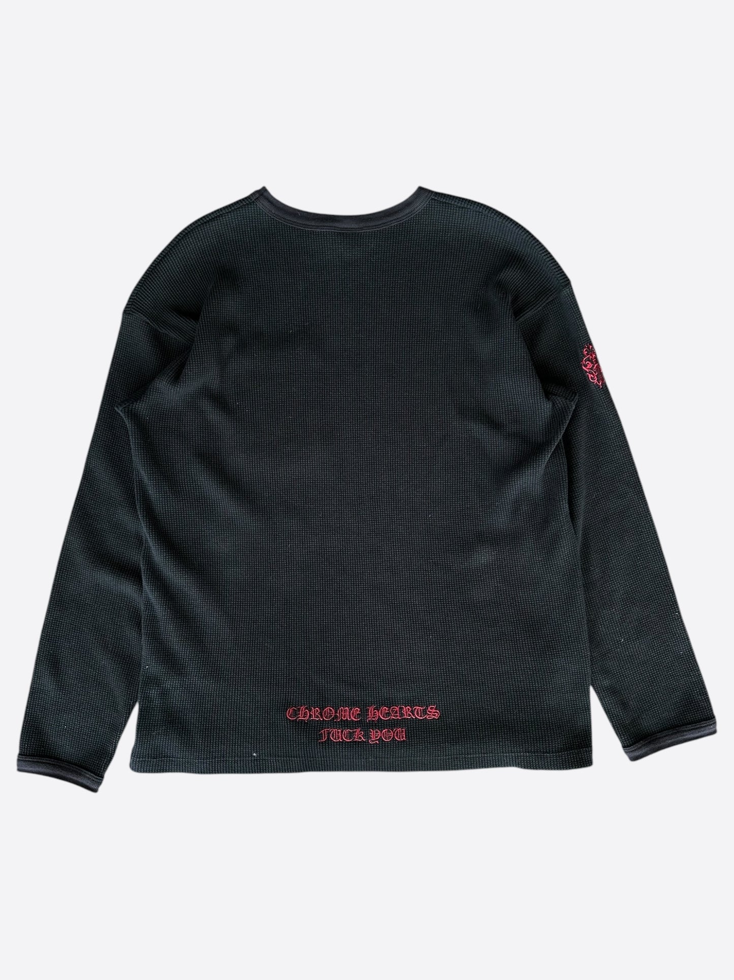 Chrome Hearts Black & Red Dagger Logo Thermal Longsleeve T-Shirt