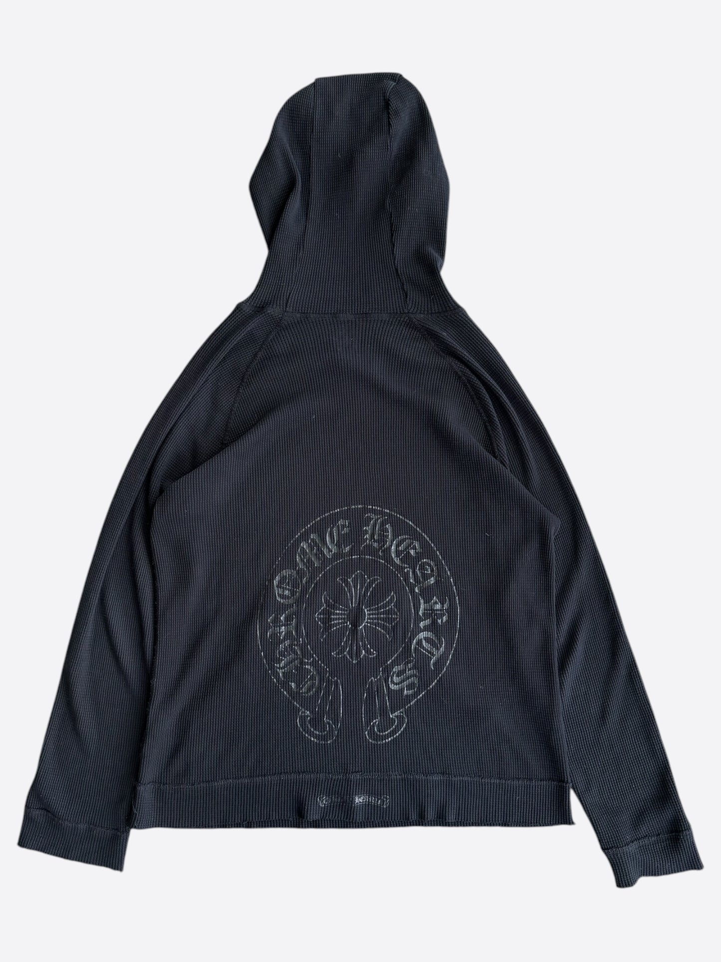 Chrome Hearts Black Horseshoe Logo Thermal Hoodie