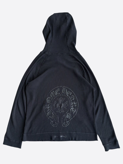 Chrome Hearts Black Horseshoe Logo Thermal Hoodie