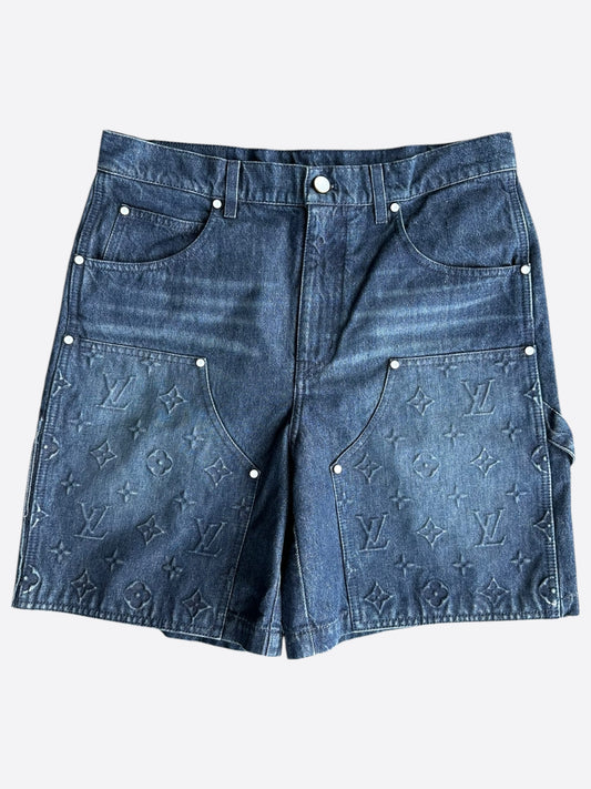 Louis Vuitton Blue Monogram Carpenter Denim Shorts