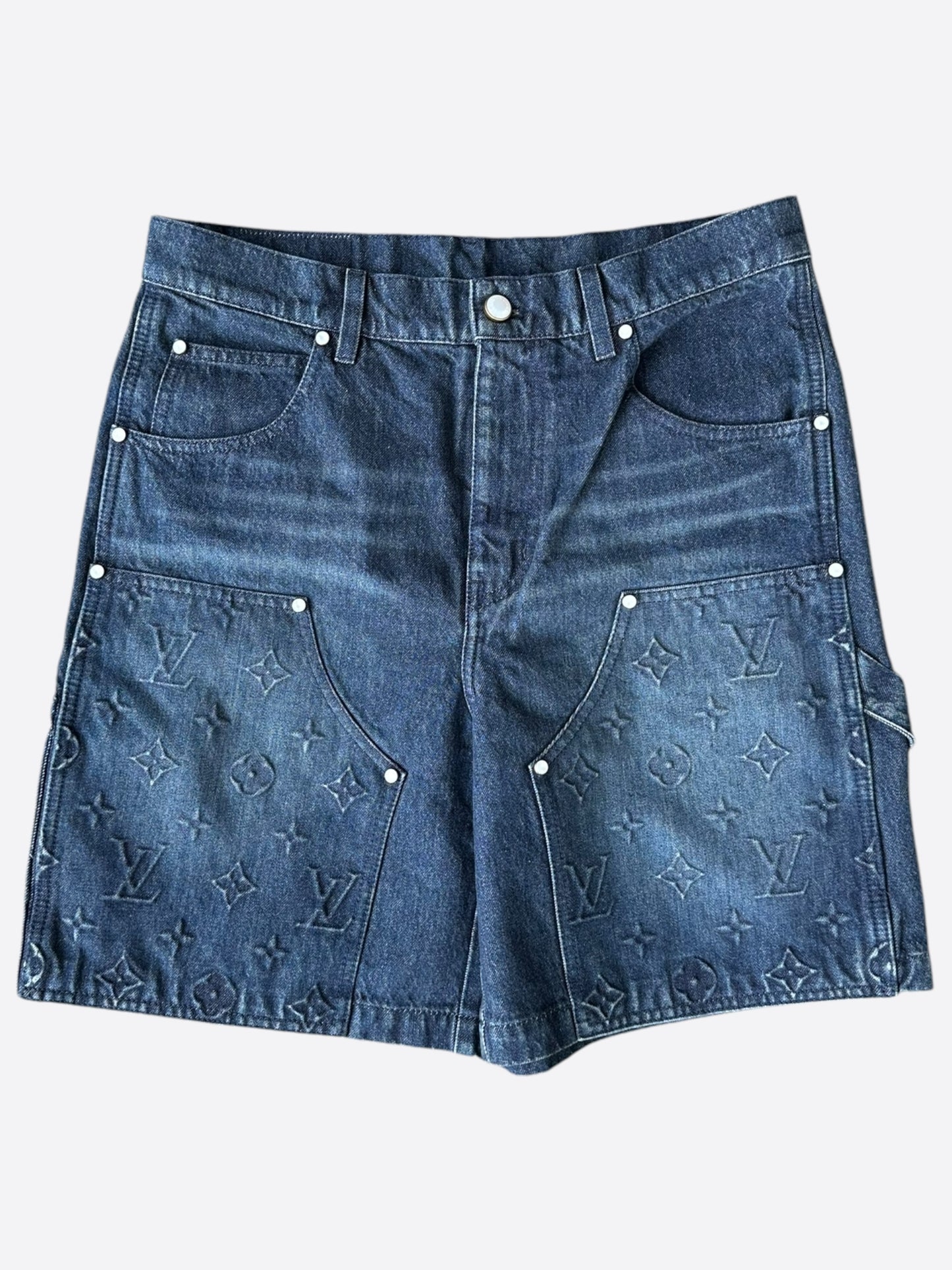 Louis Vuitton Blue Monogram Carpenter Denim Shorts