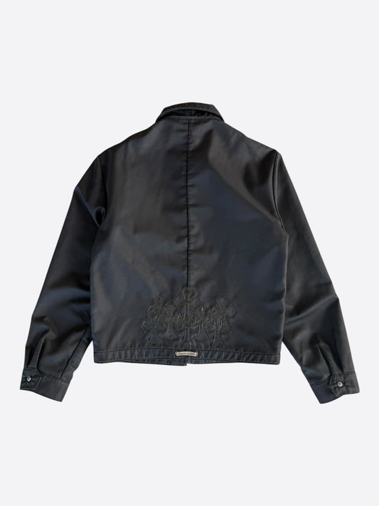 Chrome Hearts Black Cemetery Cross Patch Nylon Trucker Jacket