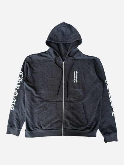 Chrome Hearts Black & White Cross Jacquard Horseshoe Logo Zip Up Hoodie
