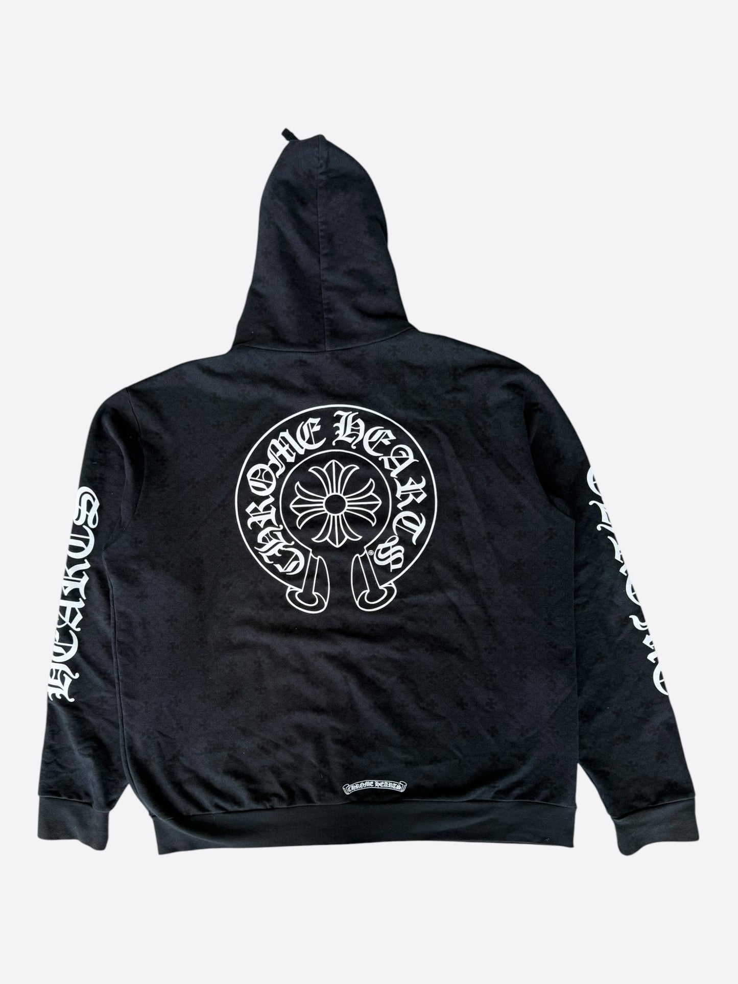 Chrome Hearts Black & White Cross Jacquard Horseshoe Logo Zip Up Hoodie