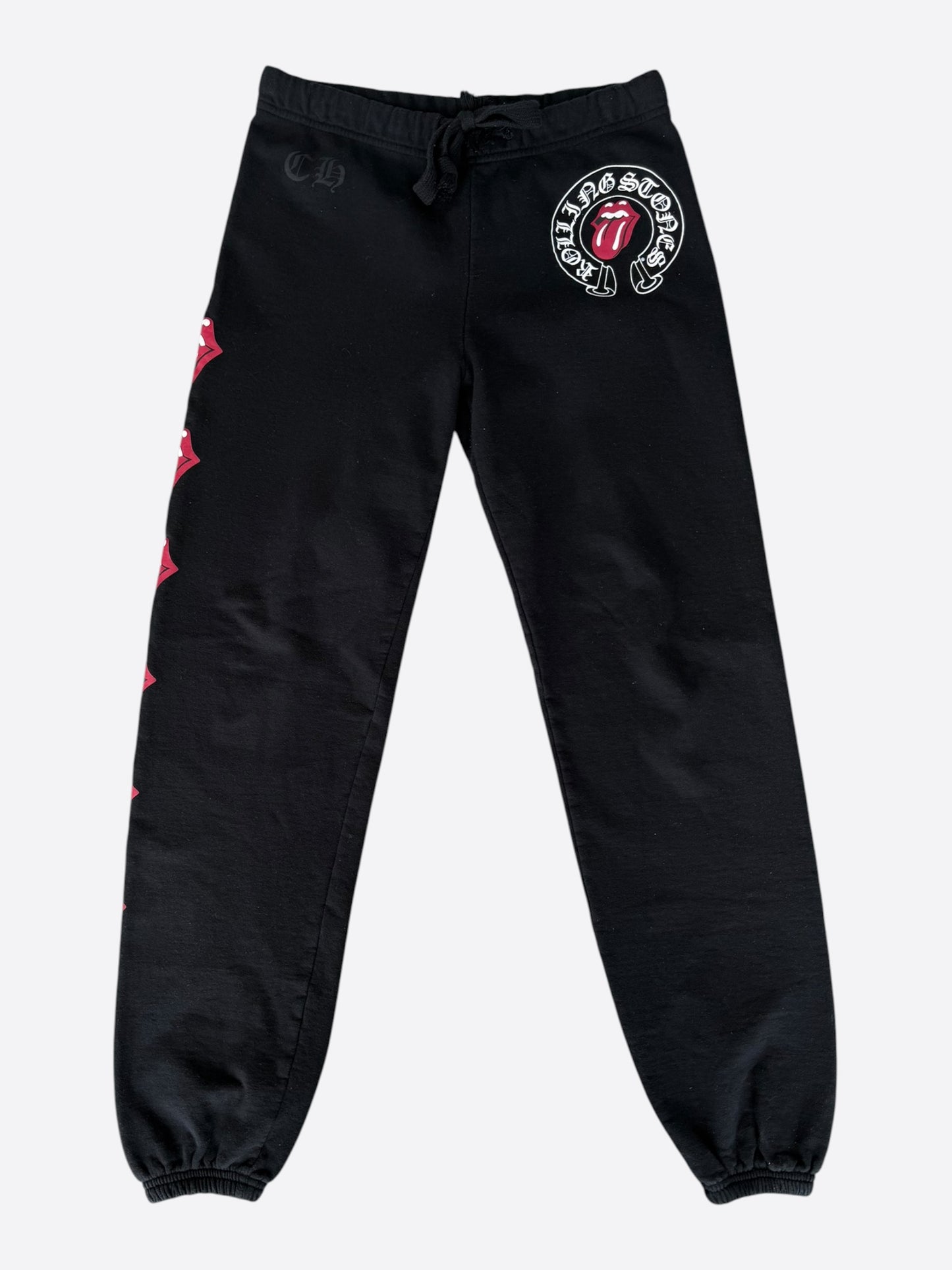 Chrome Hearts Black & Red Rolling Stones Logo Womens Sweatpants