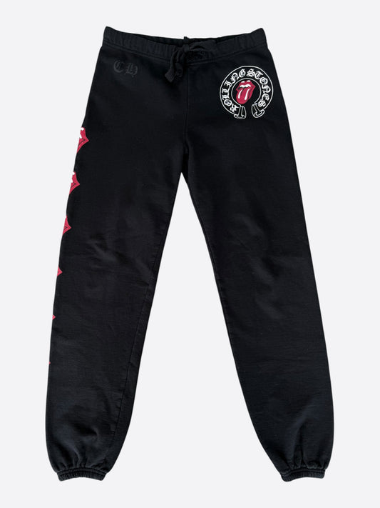 Chrome Hearts Black & Red Rolling Stones Logo Womens Sweatpants
