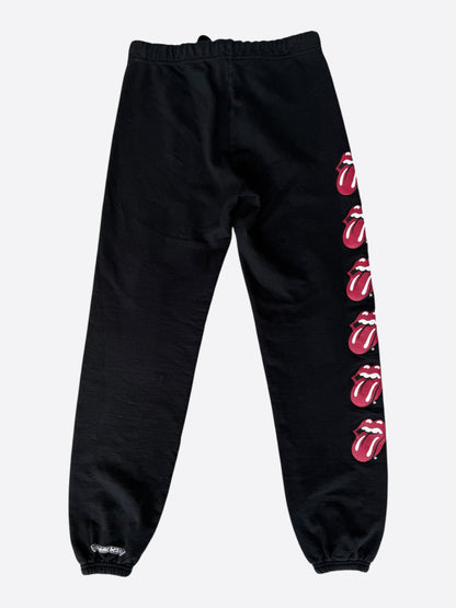 Chrome Hearts Black & Red Rolling Stones Logo Womens Sweatpants