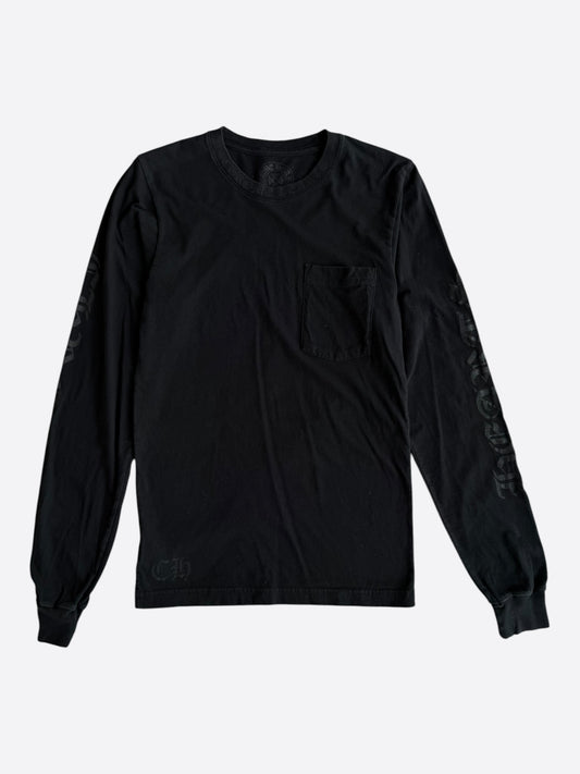 Chrome Hearts Black Neck Logo Longsleeve T-Shirt