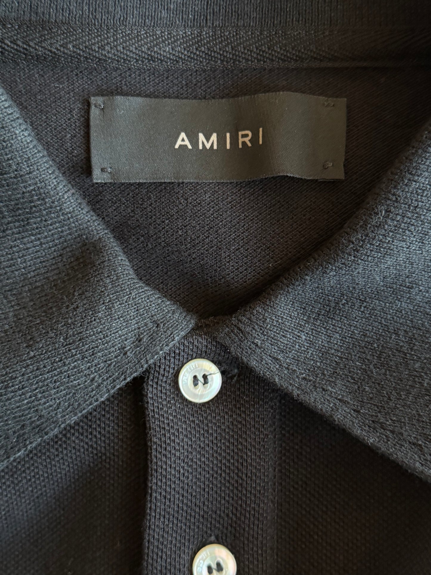 Amiri Black & White MA Logo Embroidered Polo T-Shirt