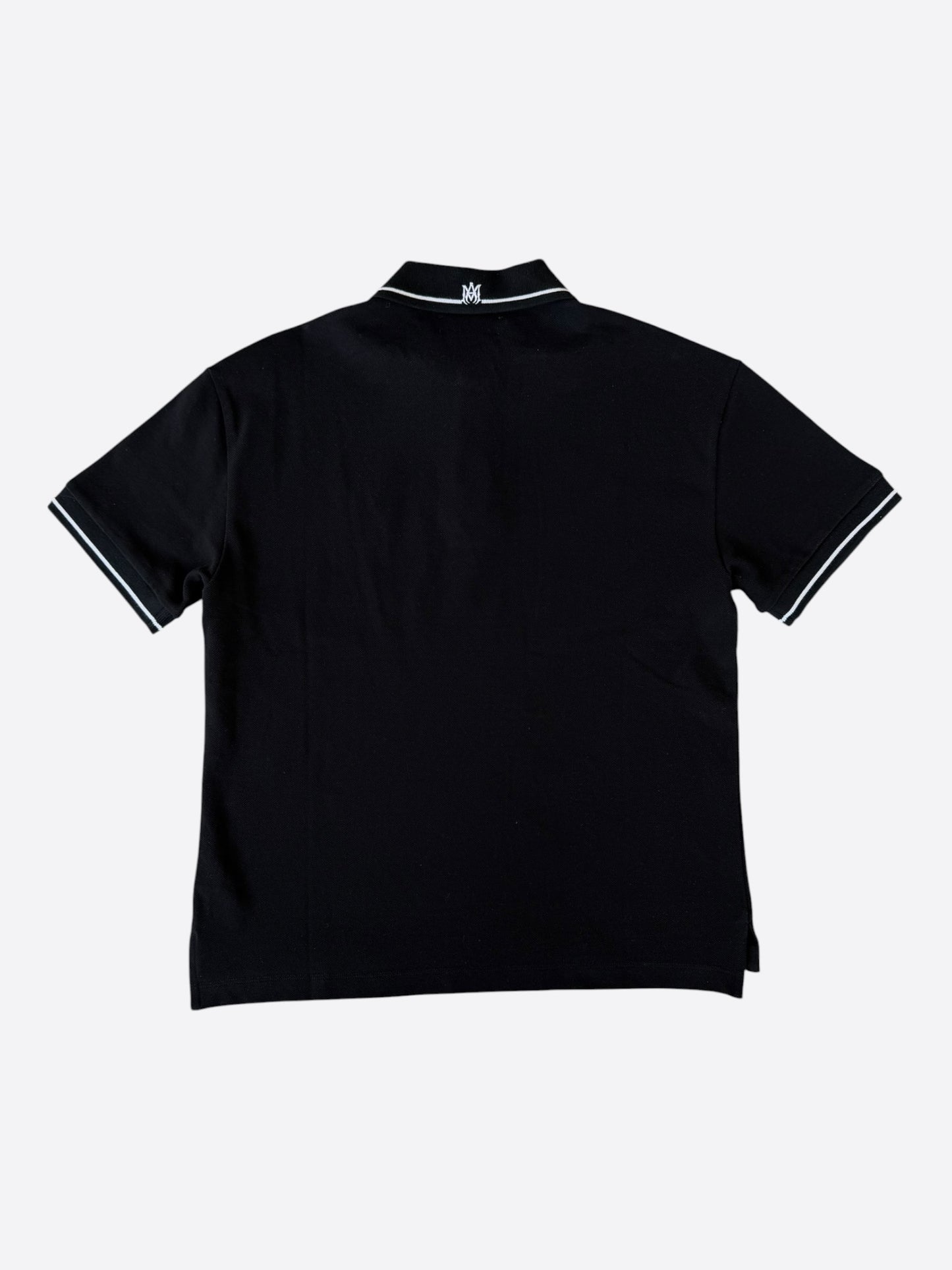 Amiri Black & White MA Logo Embroidered Polo T-Shirt