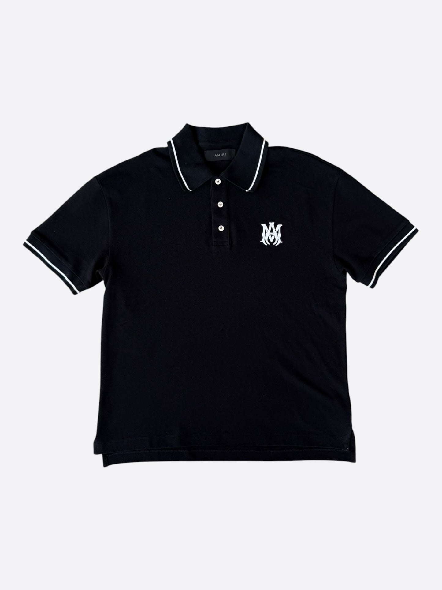 Amiri Black & White MA Logo Embroidered Polo T-Shirt
