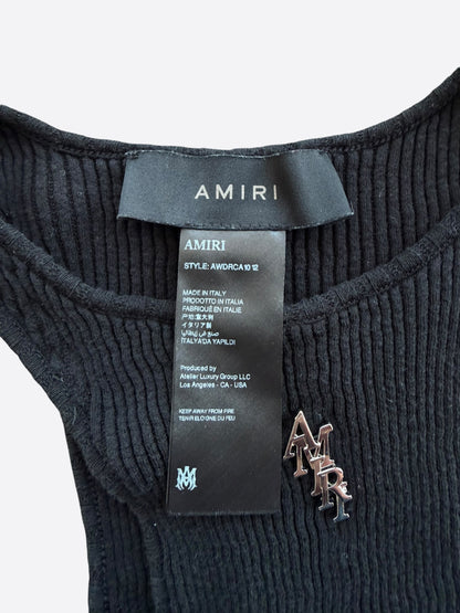 Amiri Black & Silver Staggered Logo Dress