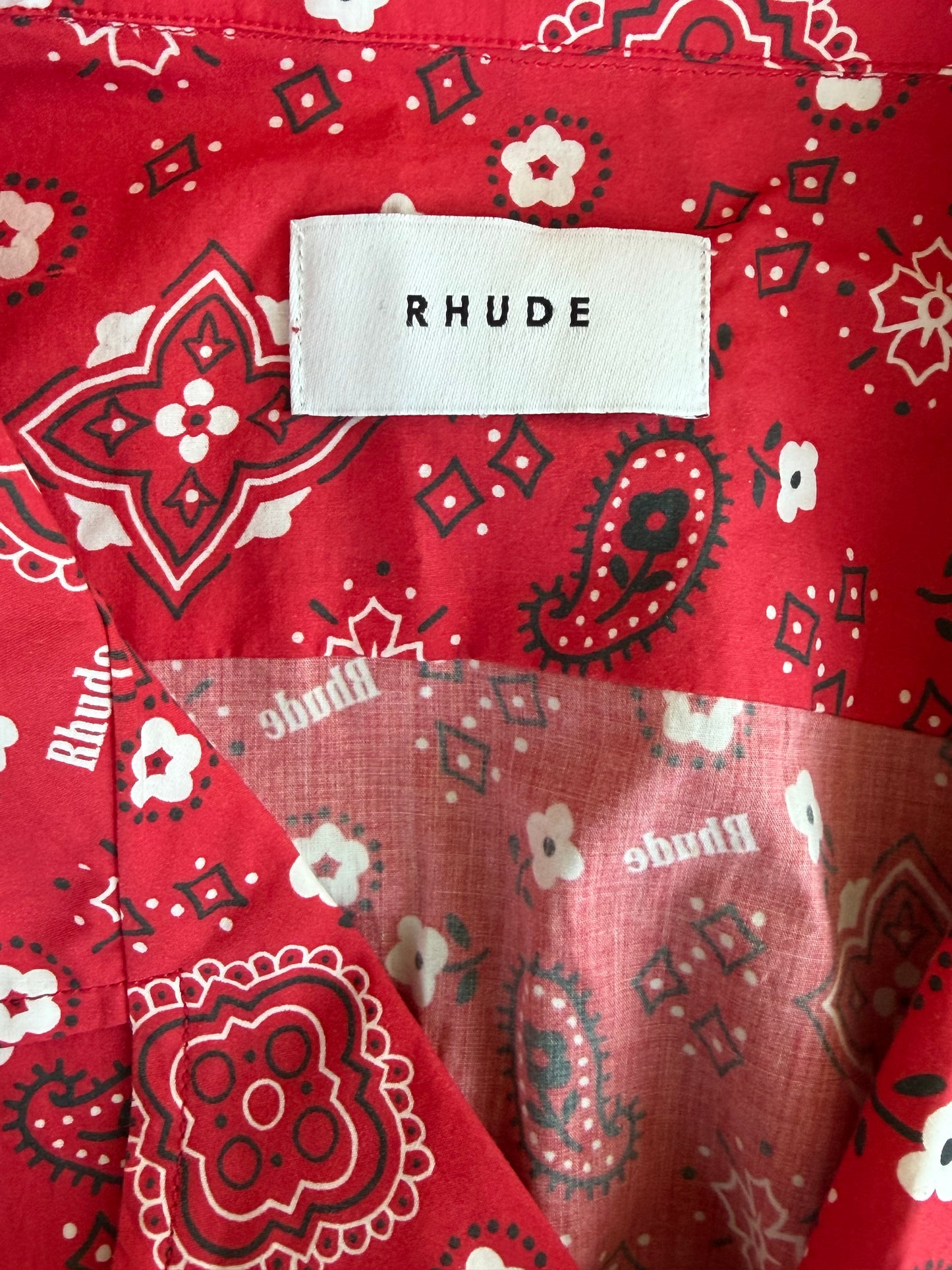 Rhude Red Paisley Bandana Print Button Up Shirt