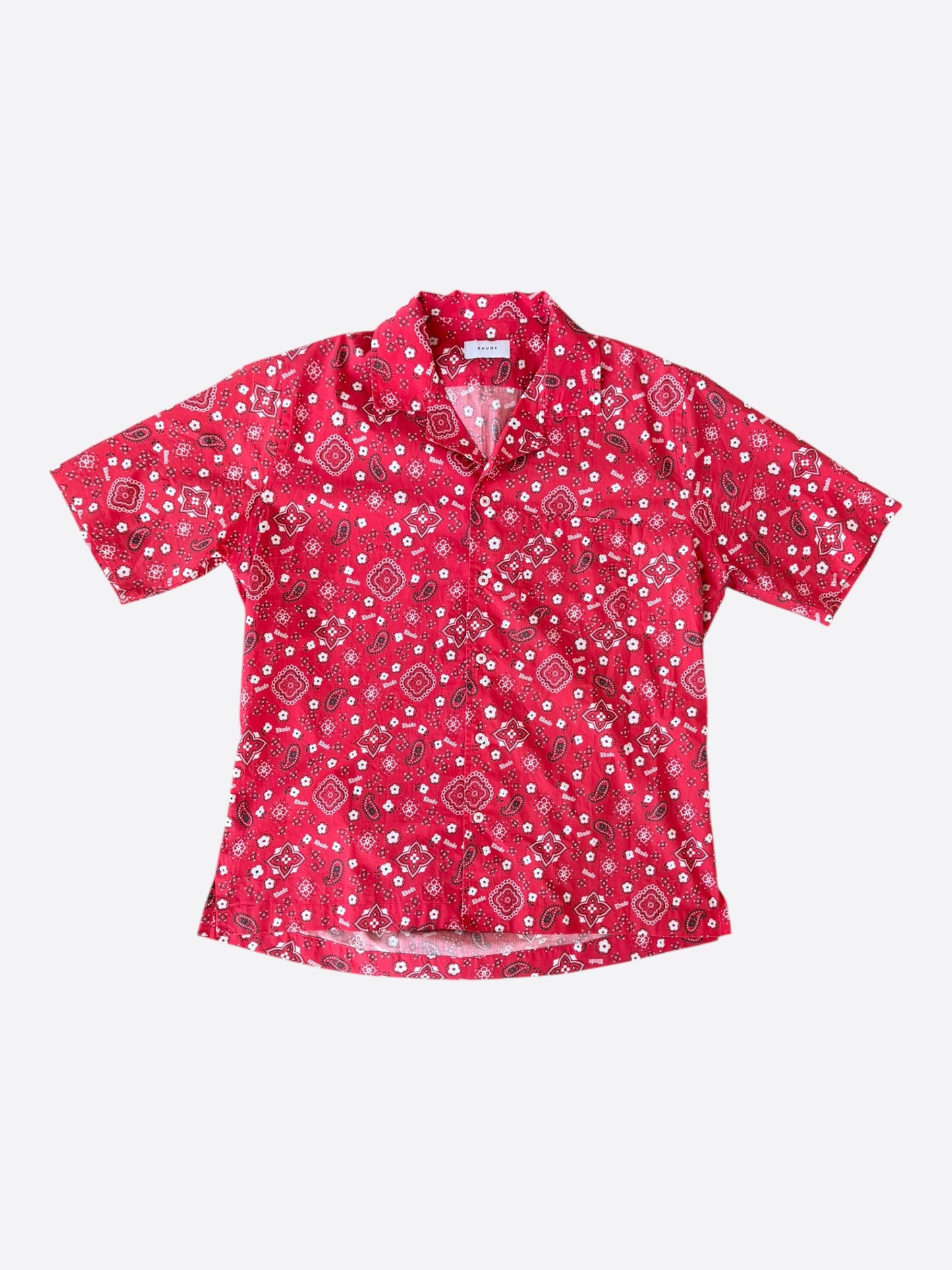 Rhude Red Paisley Bandana Print Button Up Shirt