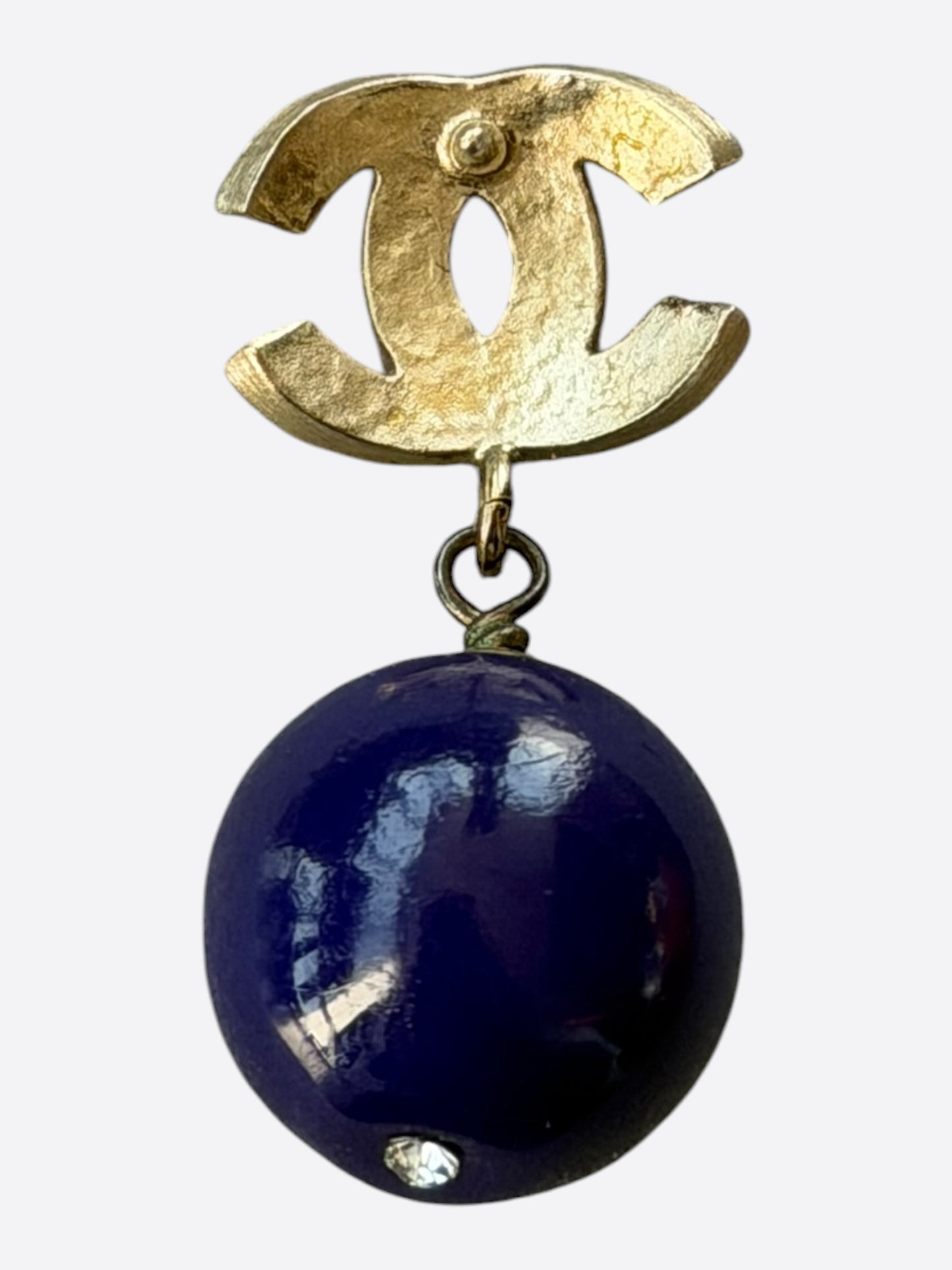 Chanel Blue & Crystal CC Logo Bead Earrings