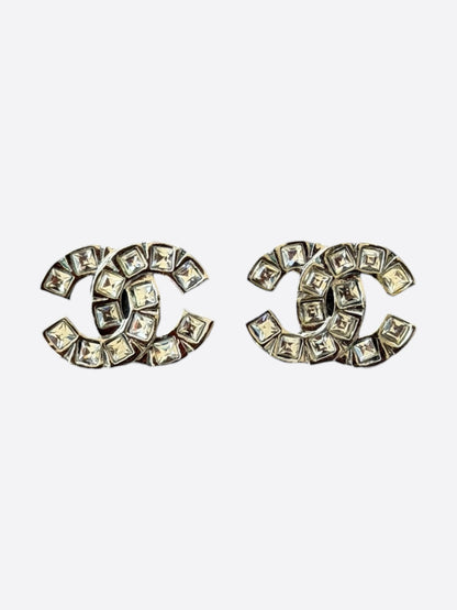 Chanel Baguette Crystal CC Logo Earrings