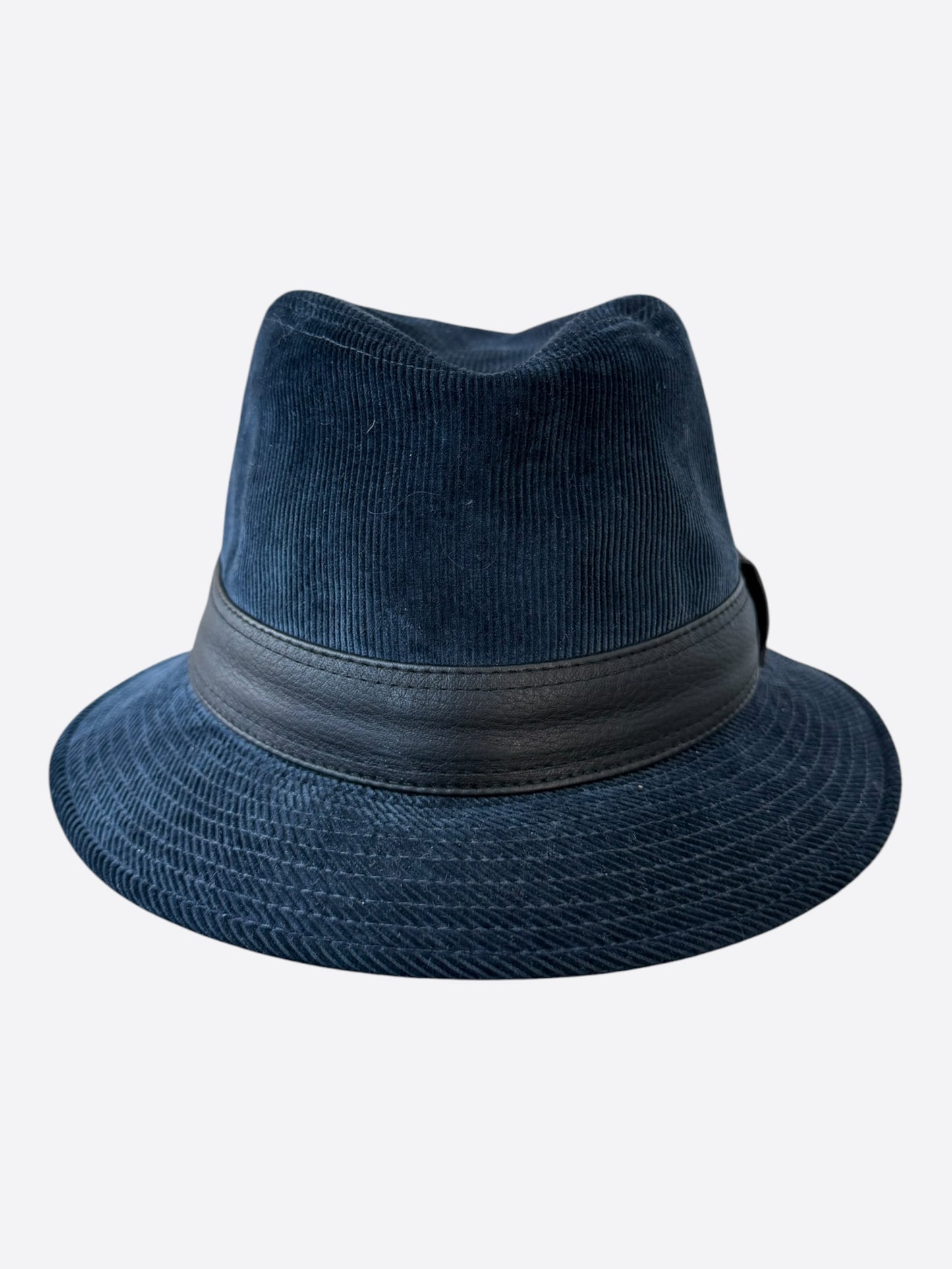 Hermes Navy & Black Corduroy Fedora