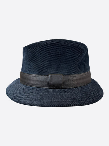 Hermes Navy & Black Corduroy Fedora