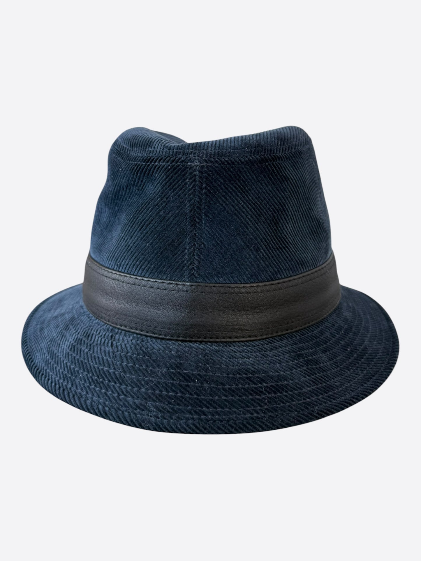 Hermes Navy & Black Corduroy Fedora